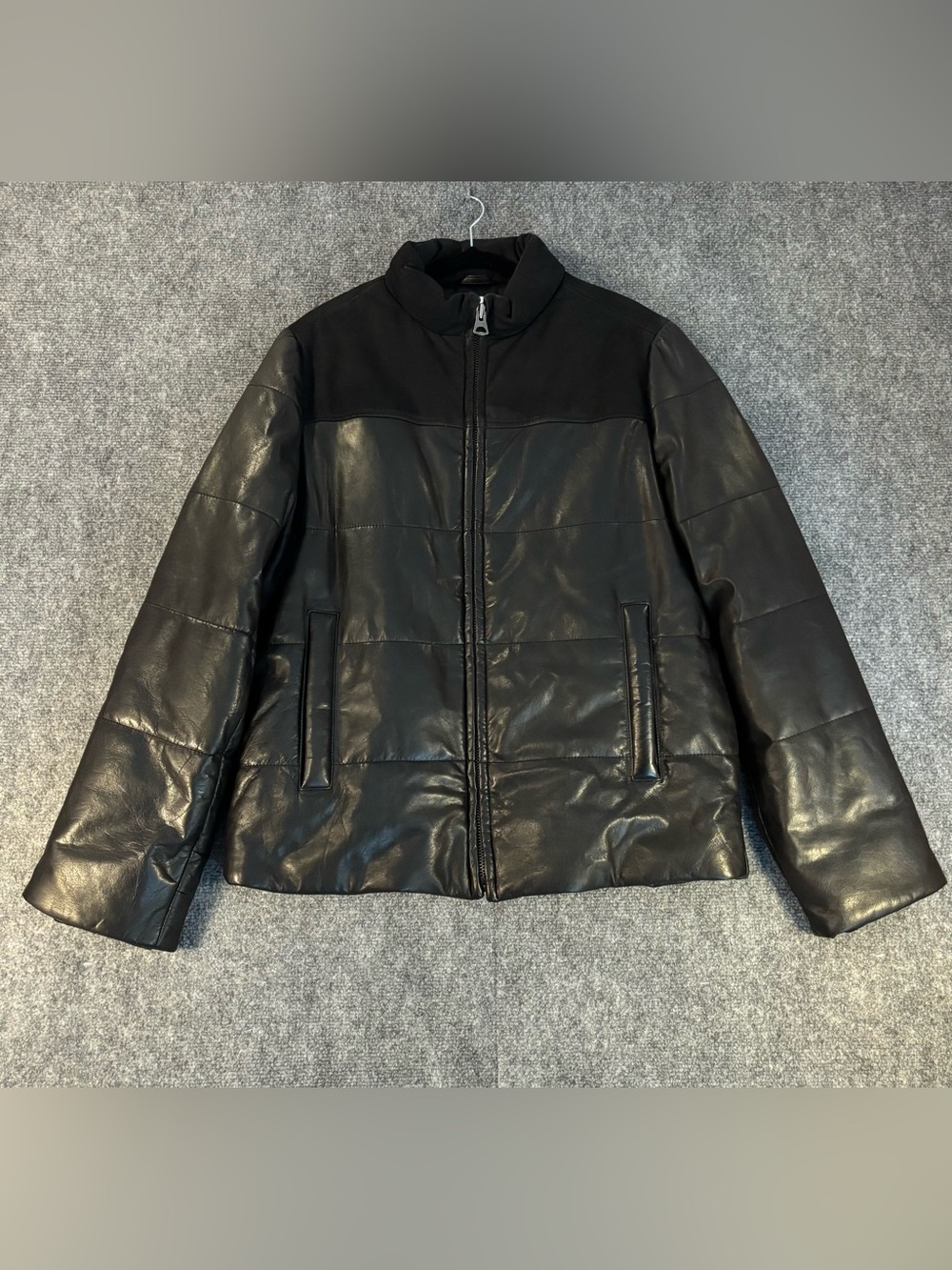H&M Real Leather and Suede Puffer Jacket Black Mens Size Medium